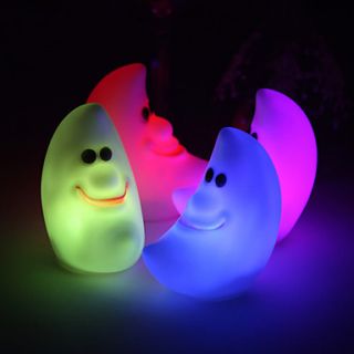 Smiling Vinyl Moon LED Lamp   Set of 4 (Color Changing, Built in Botton Cell)