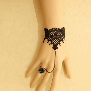 Womens Vintage All Black Lace Bracelet