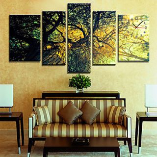 Modern Big Tree Wall Clock in Canvas 5pcs