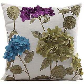 Embroidered Flower Polyester Decorative Pillow Cover