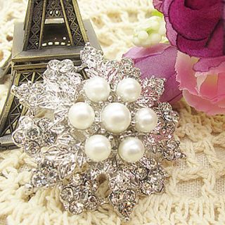 Womens Pearl Flower Brooch