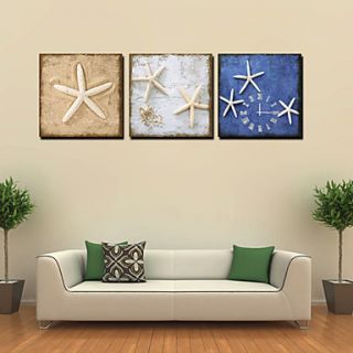 Modern Stars Wall Clock in Canvas 3pcs