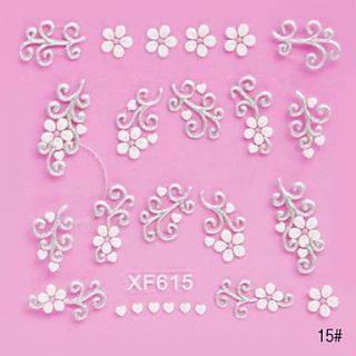 5PCS 3D White Lace Nail Stickers NO.4 Wedding(Assorted Colors)