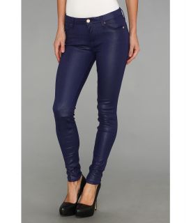 7 For All Mankind Knee Seam Skinny w/ Contoured Waistband in Capri Blue Crackle Womens Jeans (Blue)