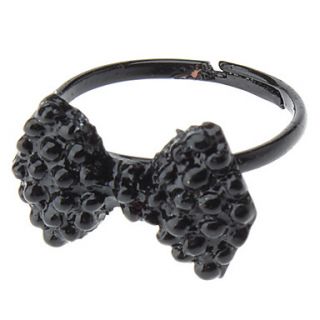 Retro Black Drill Bow Ring