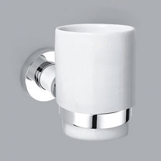 Chrome Finish Contemporary Style Brass Wall Mounted Single Cup Toothbrush Holder