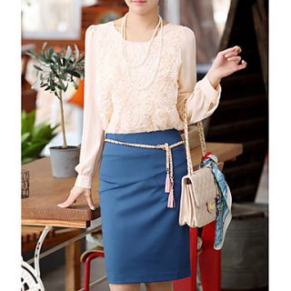 Womens Solid Color Slim Skirt (Belt is Not Included)