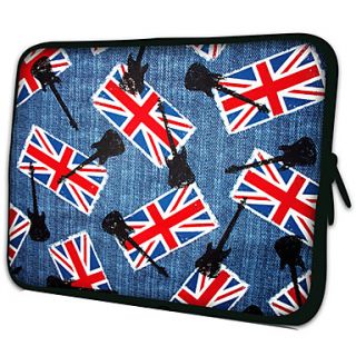 Guitar And National FlagPattern Nylon Material Waterproof Sleeve Case for 11/13/15 LaptopTablet