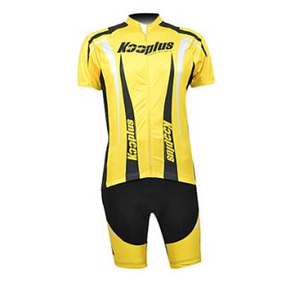 Kooplus 100% Polyester Short Sleeve Quick Dry Mens Cycling Suits(Black And Yellow)