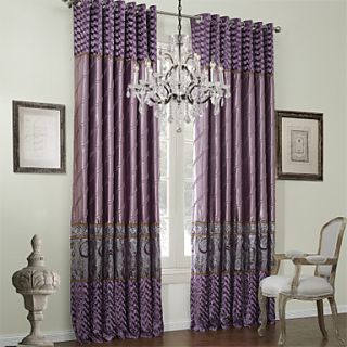 (One Pair) Traditional Piecing Lined Curtain