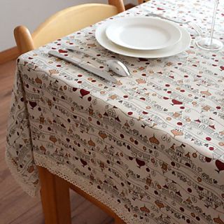 Building Pattern Linen / Cotton Blend Table Cloth