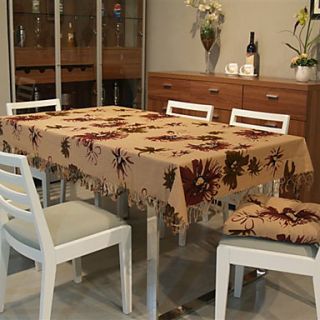 Daisy Pattern Linen / Cotton Blend Table Cloth