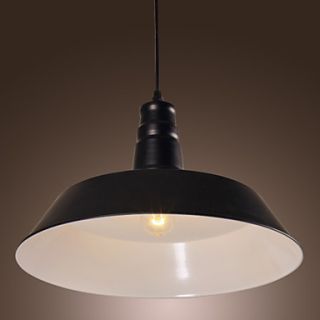 60W Modern Pendant Light with Black Metal Shade in Country Style