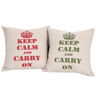 Set of 2 Text Cotton/Linen Decorative Pillow Cover