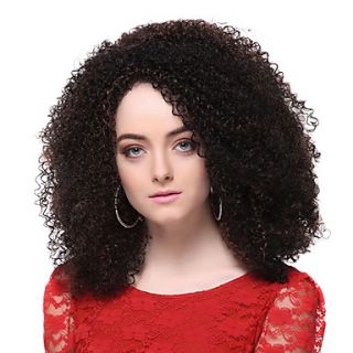 Capless High Quality Synthetic Black Medium Screw Curly Hair Wigs