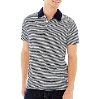Mini Striped Jersey Polo Shirt, Signature Navy, Mens