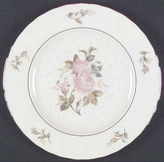 Gorham Lady Anne Salad Plate, Fine China Dinnerware   Pink Rose Bouquet,Ribbed,P
