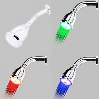 Contemporary Chrome Finish Thermochromic Wall Mount LED Showerhead
