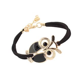 Alloy Owl Charm Sideways Leather Bracelets With an Adjustable String Bracelet