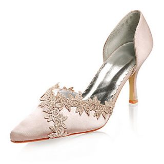 Top Quality Satin Upper High Heel Closed toes With Lace Wedding Bridal Shoes