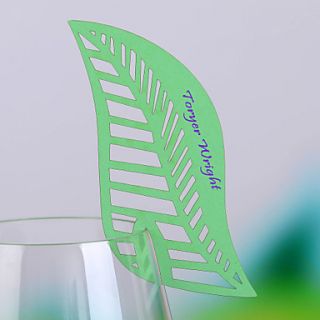 leaf shaped Place Card For Wine Glass Card (Set of 12)