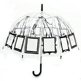 Frame Pattern Transparent PVC Umbrella With Chrome Finished Stand