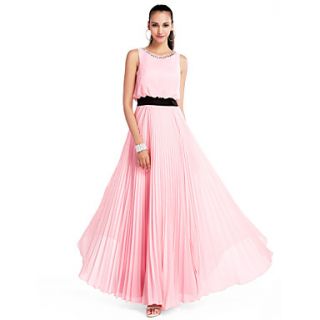 A line Jewel Floor length Chiffon Evening/Prom Dress