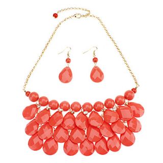 Water Droplets Shaped Necklace Earrings Set