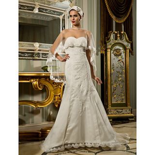 A line Sweetheart Court Train Lace And Organza Wedding Dress (632822)