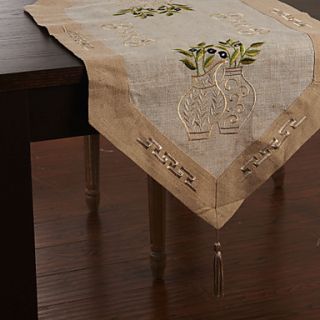 Mediterranean Style Embroidery Floral Linen Table Runners