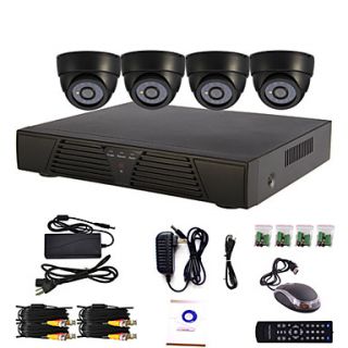 4 Channel Home and Office DIY CCTV DVR System(P2P Online,4 Indoor Dome Camera)