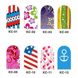 12PCS 3D Full cover Nail Art Stickers Flash Powder Flower Series(NO.1,Assorted Color)