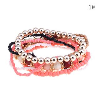 Lureme Bohemian Style Alloy Bead Bracelet Set(Assorted Colors)
