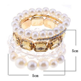 Lureme Pearl Zircon Bead Connected Bracelet Set