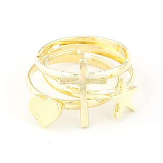 Gold Plated Alloy Ring Set(Star PatternCross PatternHeart Pattern)