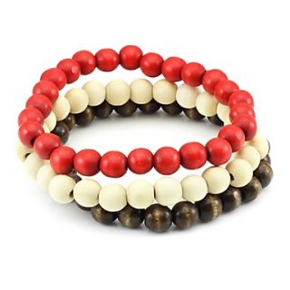 Wooden Bead Connected Bracelet(Assorted Colors)
