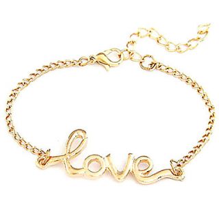 Love Heart Charm Womens Link Chain Bracelet With Clasp