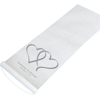 Heart Design Personalized Wedding Aisle Runner, Grey