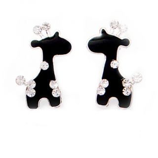 Crystal Giraffe 925 Silver Ear Pin Earrings