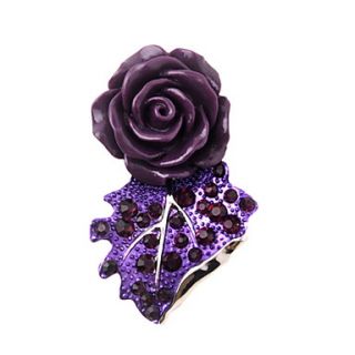 Elegant Alloy With Rhinestone Purple Rose Brooch