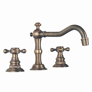 Antique Brass Finish Widespread BathtubFaucet