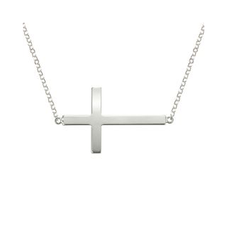 Sideways Cross Necklace Sterling Silver, Womens