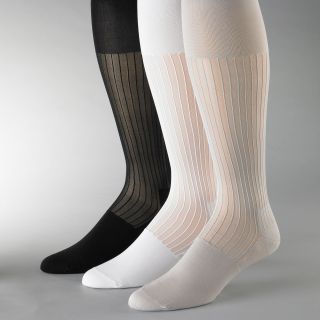 Stacy Adams 3 pk. Over the Calf Socks, Black/White/Silver, Mens