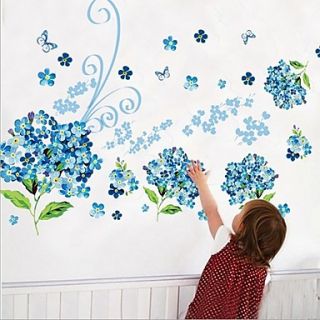 Blue Flower Butterfly Wall Sticker