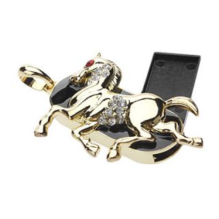 2GB Metal Jewelry Style Golden Horse USB Flash Drive