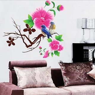 Red Flower and Birds Wall Sticker