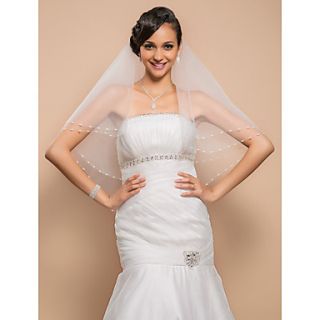 Beautiful One tier Elbow Veil With Beading Edge(More Colors)