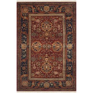 Safavieh Hand knotted Peshawar Vegetable Dye Red/ Navy Wool Rug (4 X 6)