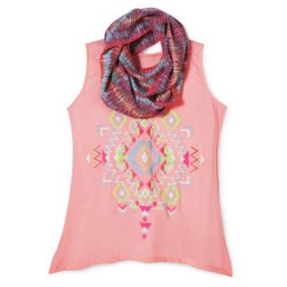 Juniors Plus Sized Graphic Tank with Scarf   Electric Passion 3X