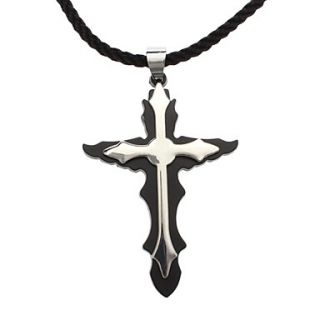 Mens Cross Necklace Titanium Necklace (Sword Personality Stereo Double Wing Shape)